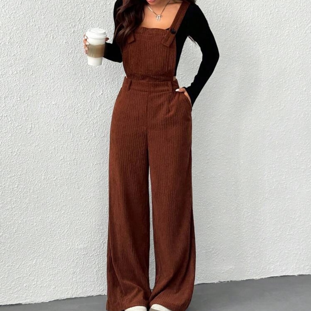 SHEIN Chocolate Corduroy Jumpsuit